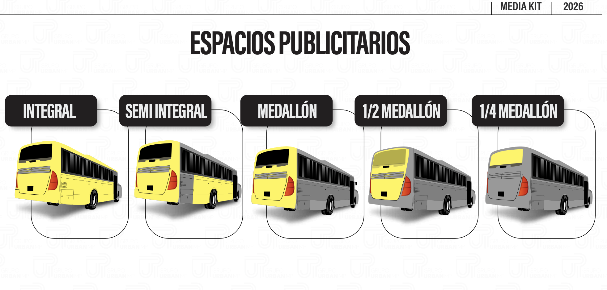 Formatos: Integral, Semi Integral, Medallón, 1/2 Medallón, 1/4 Medallón